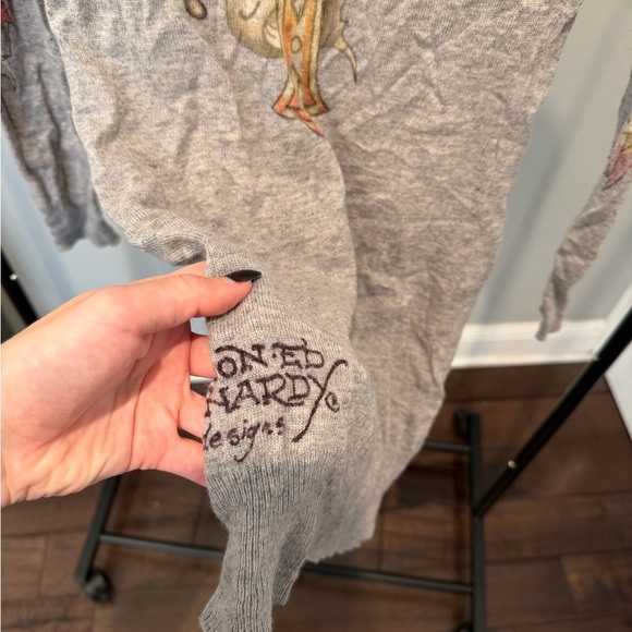 Ed Hardy Gray Graphic Long Sleeve Shirt - Picture 7 of 8